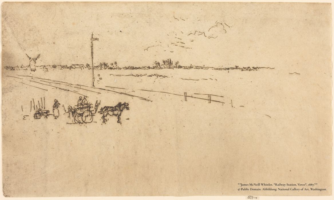 Von Zeit zu Zeit Header James McNeill Whistler, Railway Station, Voves, 1887. © Public Domain. Abbildung: National Gallery of Art, Washington.